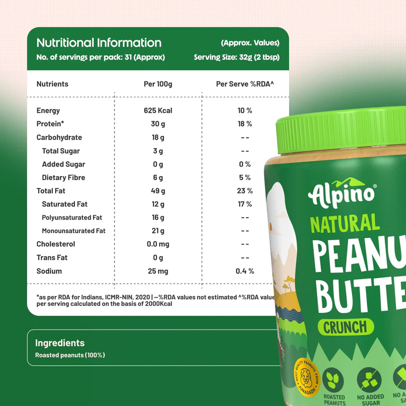 Natural Peanut Butter Crunch label