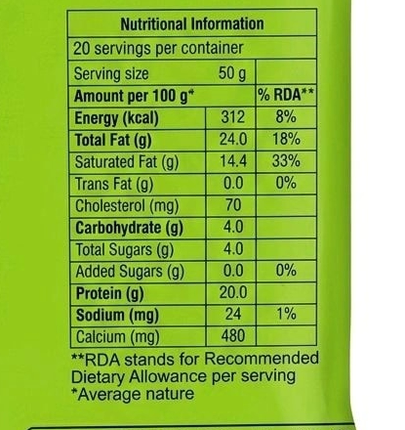 Malai Fresh Paneer label