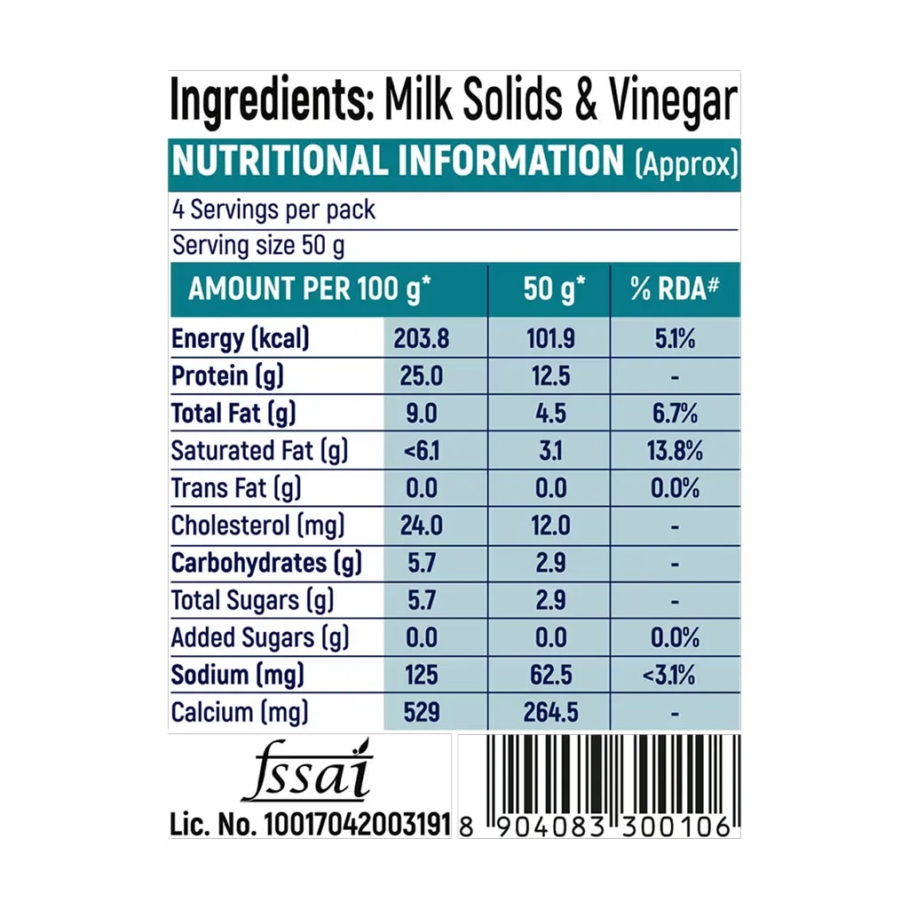 High Protein Paneer label