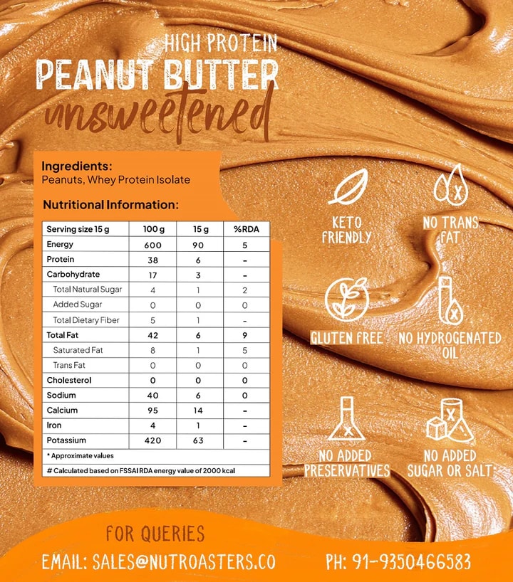 Zero Sugar High Protein Peanut Butter with Whey label