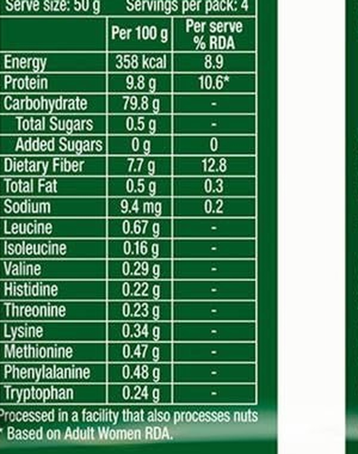 Natural High Protein Makhana label