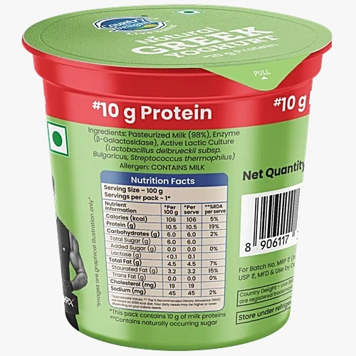 Protein Natural Greek Yogurt label