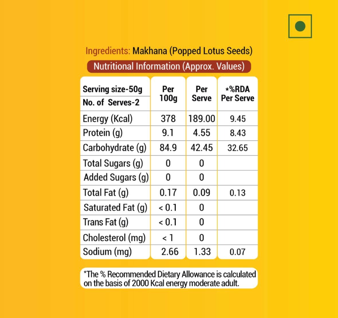 Raw Makhana label