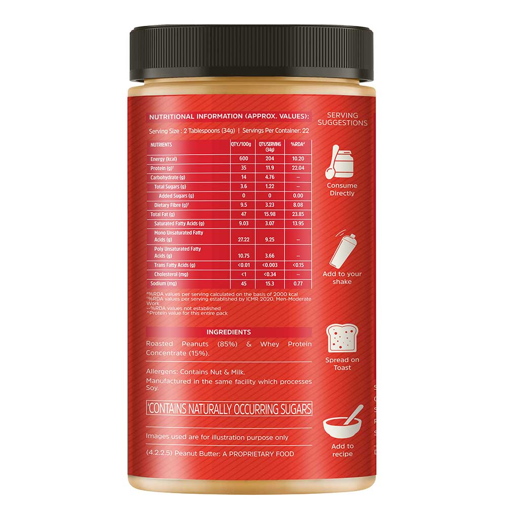 High Protein Peanut Butter (Crunchy) label