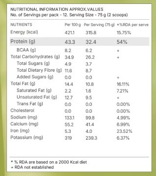 Instant Protein Oatmeal Kesar Kulfi label