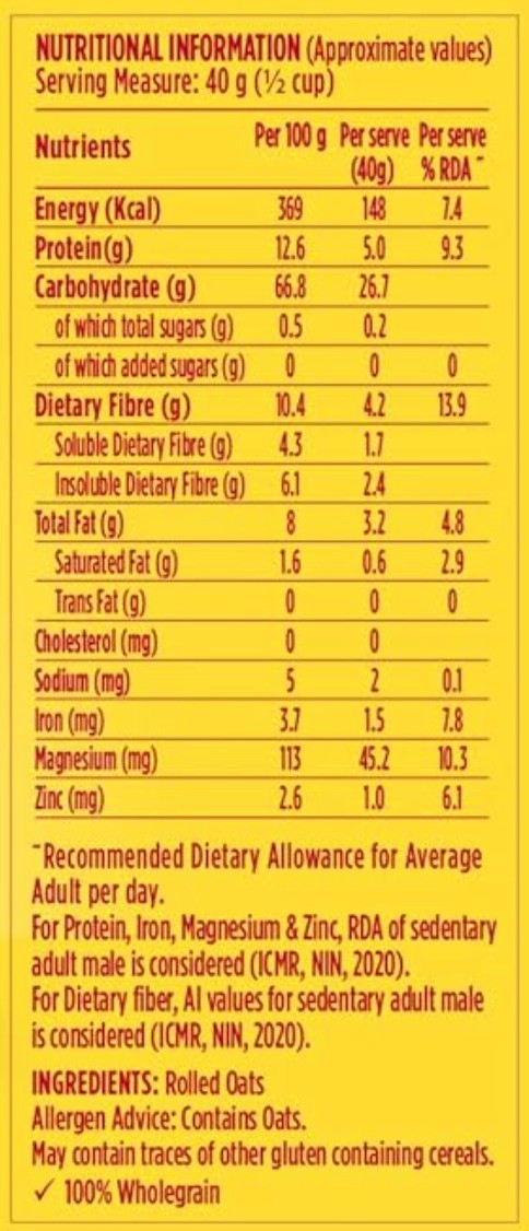 Rolled Oats label